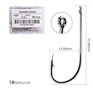 Aorace 50 adet/kutu tek balıkçılık kanca 1 #-12 # deniz sazan balık kelepçe açık döngü daire ile delik dikenli balıkçılık kanca - Product Image 6