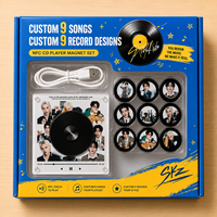 Ensemble de souvenirs Kpop personnalisé Stray Kids : Aimant de réfrigérateur lecteur CD NFC avec 9 CD et chansons, veilleuse rotative