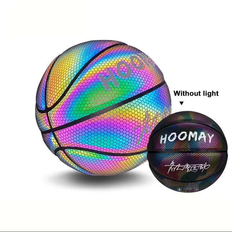 night light up official Glowing hologram After-Glow noctilucent strontium aluminate luminous reflective basketball balls