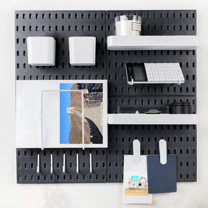 Kit de panneaux de rangement mural perforés multifonctionnels de haute qualité pour bureau, cuisine et <span class=keywords><strong>garage</strong></span>, pour outils et stockage alimentaire, Blanc+Noir - Product Image 2