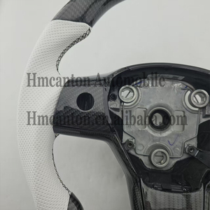 Spot New Products Perforated Leather Carbon Fiber for Tesla Model 3 Mode Y Car Steering <b>Wheel</b> - Product Image 4