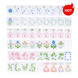 Jeu de tuiles de mahjong américain en acrylique floral pastel macaron, tuiles de mahjong gravées mignonnes à une seule couche, jeu de divertissement intérieur - Product Image 1