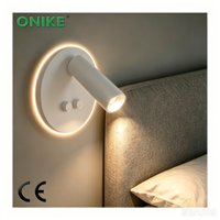 Lampe murale de lecture LED ronde à double interrupteur, rotation à 350 degrés, pour hôtel, salon, chambre à coucher, chevet, éclairage d'ambiance nocturne