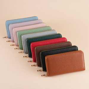 Cartera Larga de Gran Capacidad para Mujer de Piel Sintética Suave con Cierre de Cremallera y Textura de Lichi, Elegante Monedero para Comercio Transfronterizo - Product Image 3