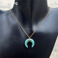 Collier pendentif en pierre naturelle de lune en améthyste de haute qualité avec chaîne en or pour femmes, bijoux de déclaration, vente en gros