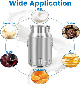 Conteneurs de stockage alimentaire hermétiques en acier inoxydable en gros pour lait et riz avec couvercle verrouillable - Seau de rangement métallique pour haricots et céréales - Product Image 4