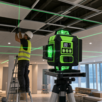 Niveau laser rotatif croisé Pineng PN-YQ006G de qualité industrielle, 16 lignes vertes 520nm, portée 50m, auto-nivelant à 360° avec pendule