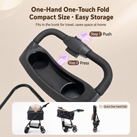 Poussette pliable imperméable et confortable pour animaux de compagnie (chats et chiens), pliage à une main, 4 roues pivotantes à 360°, légère, portable, OEM
