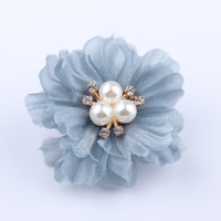 Fleur artificielle en tulle perlé et maille, accessoires DIY faits à la main, fleur en gaze de cristal pour la décoration