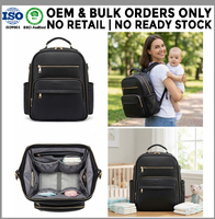 Sac à dos à langer personnalisé en cuir végétalien grande capacité pour bébé avec sangles de poussette, fabricant OEM