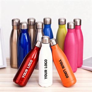 Gobelet isotherme personnalisé avec logo, 350 ml, 500 ml, 750 ml, 1000 ml, en acier inoxydable à double paroi, en forme de bouteille de cola, avec couvercle - Product Image 1