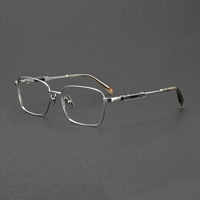 Monture de lunettes de vue pour homme en titane et acétate, qualité supérieure, luxe, pour affaires