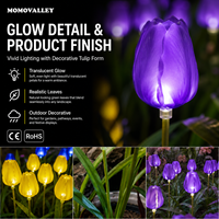 Flores de Tulipán Artificiales con LED para Exteriores Momovalley, para Insertar en el Suelo, para Jardín, Camino, Patio, Boda, Evento, Decoración de Paisajes