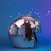 Casque de boule disco avec visière rétractable verre miroir à paillettes pour chapeau de fête de club DJ pour Halloween noël jouets de pâques