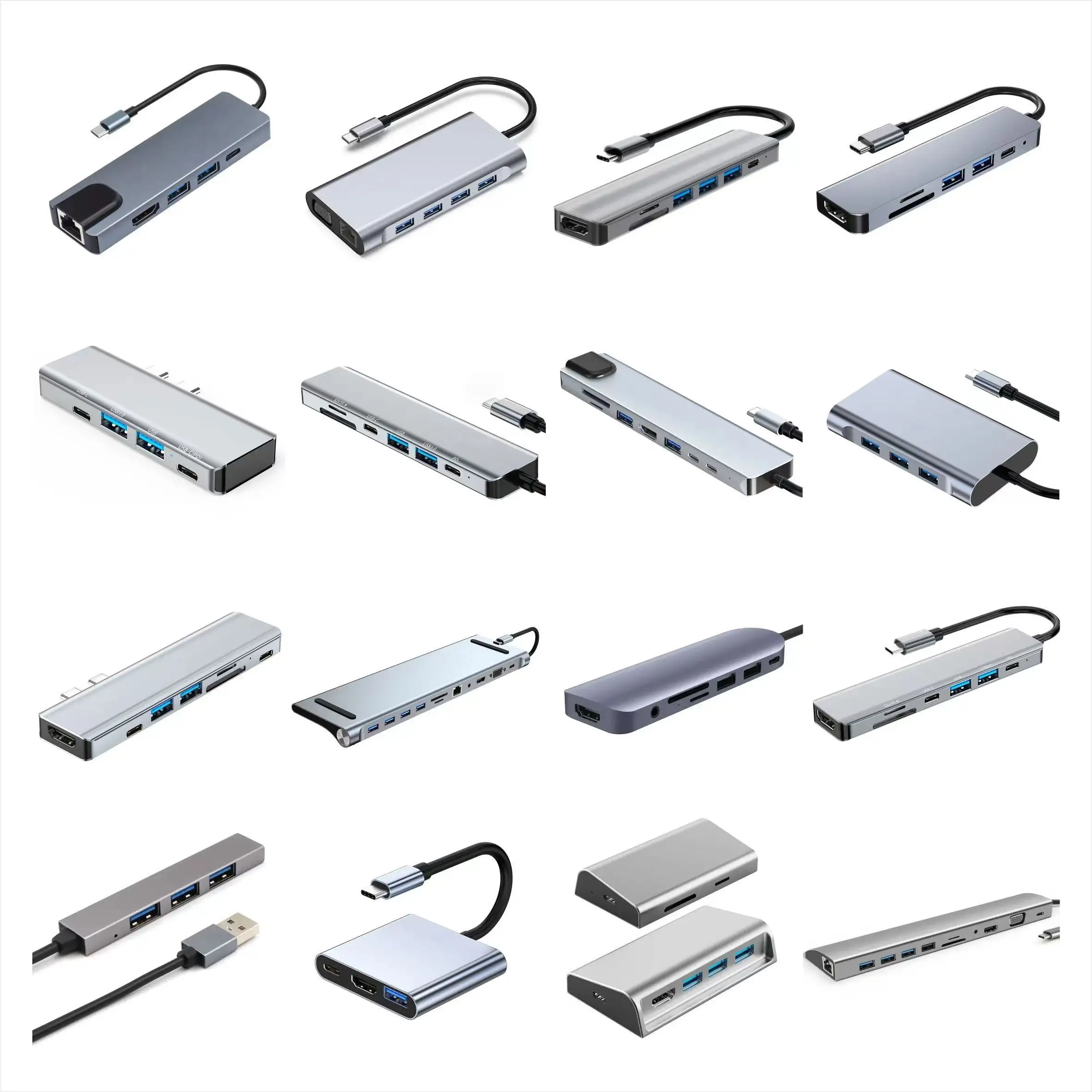3-12 Port USB-Erweiterungsschlüssel PD 100 W Audio-USB-Hub Docking-Station mit PD USB3.0-Ports für Laptop und Computerzubehör