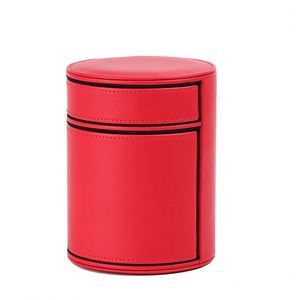 กล่องเก็บการ์ดแบบพกพาทรงกลม ทำจากหนัง PU สีแดง FX สำหรับเกมกระดาน - Product Image 3