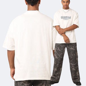 "Camisetas para hombre, ropa de calle lisa, camiseta de 300Gsm desgastada de gran tamaño, Camiseta 100% de algodón con estampado de peso pesado en blanco para hombres" - Product Image 1