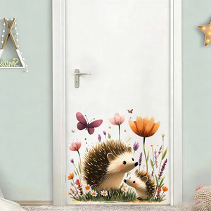 Autocollants muraux en forme d'arbre pour chambre d'enfant - Vinyle imperméable, adorables autocollants en aquarelle d'éléphant, de cerf, de chaton et d'hérisson pour la décoration de la chambre d'enfant - Product Image 4