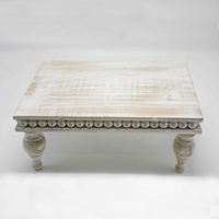 Plateau à étages en bois blanc vieilli, mini carré, perlé, écologique, style Art Déco, pour décoration de cuisine et de ferme, vente en gros
