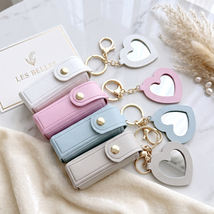 Portachiavi con Specchietto in Pelle PU a Forma di Cuore, <span class=keywords><strong>Specchio</strong></span> Portatile per Trucco, Regalo per Donne - Product Image 5