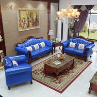 Ensemble de canapés Chesterfield de style européen, réglables, en cuir durable, design en forme de U, pieds en bois massif, pour appartement/hôtel/villa