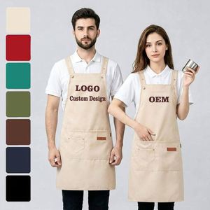 Tabliers de Chef Personnalisables en Toile de Coton Réutilisables, Durables et Lavables, Sans Manches, avec Poches pour Restaurants, Cafés, Salons de Coiffure - Logo Personnalisé - Product Image 1