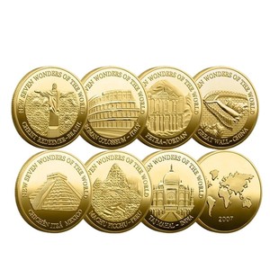 Médaille Souvenir Personnalisée des Monuments Mondiaux avec 21 Ans de Service OEM, Charme Décoratif des 7 Wonders, Souvenir de Voyage - Product Image 1