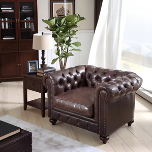 Canapé trois places en cuir PU de style américain, luxe léger, pour salon moderne et simple, petit appartement, rangée droite, rembourrage en éponge - Product Image 3