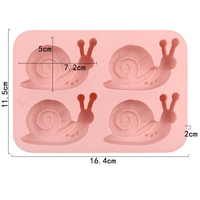Moule en silicone 710 à 4 cavités en forme d'escargot de dessin animé, pour gâteaux et savons, réutilisable, outil de cuisson DIY, résistant aux hautes températures