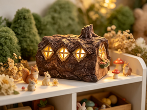 Maison <span class=keywords><strong>de</strong></span> jardin féerique en résine faite à la main, cabane miniature en écorce d'arbre peinte à la main, 17 cm, maison <span class=keywords><strong>de</strong></span> gnome pour décoration <span class=keywords><strong>de</strong></span> terrarium extérieur, cadeau - Product Image 3