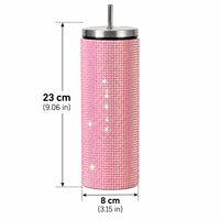 Gobelet à café droit de luxe personnalisé, 20 oz, en acier inoxydable à double paroi sous vide, avec paillettes et strass, avec couvercle à paille, pour cadeaux