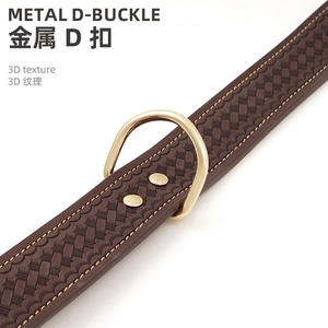 स्टाइलिश पालतू पहचान और सुरक्षा के लिए टिकाऊ धातु बकल और डी-रिंग के साथ प्रीमियम उभरा हुआ चमड़े का कुत्ता कॉलर - Product Image 6