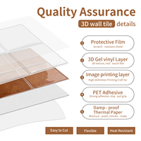 Carreaux muraux carrés autocollants 3D en gel terracotta caramel, imperméables, à coller soi-même, pour cuisine