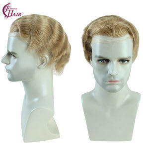 FH # 21 Pu+lace+mono Topper Francés para Hombre, Unidad de Cabello Humano con Onda Natural, Base de 8x10 Pulgadas, Sistema de Reemplazo Capilar Rizado - Product Image 1