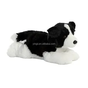 D382นุ่มชายแดนคอลลี่ของเล่นสุนัขยัดตุ๊กตาสัตว์สีดำและสีขาวตุ๊กตาสุนัข