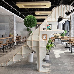 Présentoir d'hôtel en bois massif en forme de T-Rex, décoration créative, étagère de rangement au <span class=keywords><strong>sol</strong></span>, rangement nordique pour enfants - Product Image 1