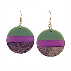 Boucles d'oreilles pendantes vintage mignonnes en résine et bois, qualité supérieure, motifs bohèmes noir et marron, les meilleures bijoux de mode pour femme - Product Image 4