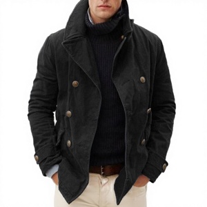 <b>Men's</b> Vintage Canvas Coated Plain Dyed Double-Breasted Jacket Premium Casual Outerwear for Fall & Winter for - Product Image 3