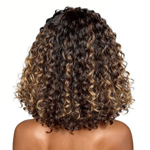 [Exclusivement <span class=keywords><strong>pour</strong></span> Salons] Cheveux Humains Vierges Brésiliens Bouclés <span class=keywords><strong>pour</strong></span> Mèches, Carré Court Couleur 4/27, Base en Dentelle 13x4, Densité 150% - Product Image 2