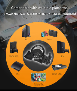 Volante de Carreras HiCyber 270 para Videojuegos con Motor de Vibración, Cableado, Ventosas, Color Personalizable para PC y Xbox One - Product Image 4