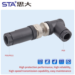 M12 in plastica ad angolo dritto assemblato S tipo di codice maschio femmina PG9 PG11 connettori di alimentazione in metallo 2 3 <span class=keywords><strong>4</strong></span> pin - Product Image 4