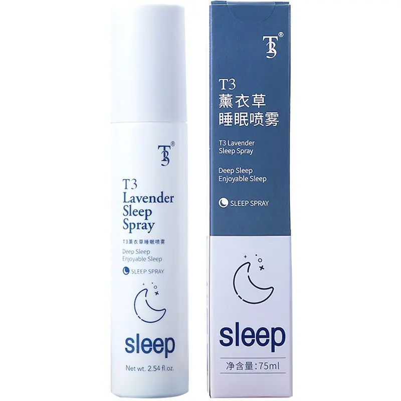 Aceite Esencial calmante para el sueño, aerosol de lavanda para aliviar el estrés, OEM chino, 75ml