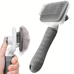 OEM One Click Self <b>Cleaning</b> Pet Slicker Brush Stainless Steel <b>Dog</b> Cat Grooming Dematting Comb Wholesale - Product Image 1