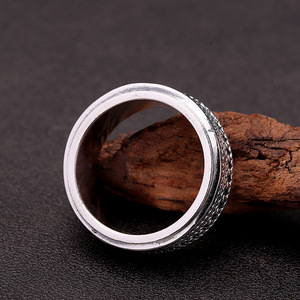 Anel Rotativo de Prata S925 Feito à Mão BOCAI Taiyin, Joia Masculina Artística <span class=keywords><strong>Retro</strong></span> e Moderna - Product Image 3