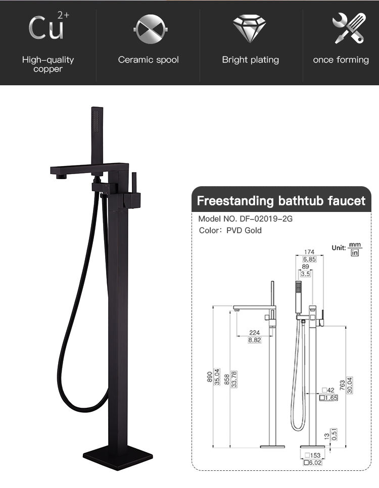 Hot factory direct floor free stand black shower faucets bathtub faucet for sale price