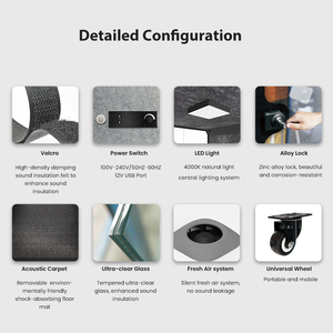 Chuyên Nghiệp Cách Âm Cabin Thông Gió Điều Hòa Không Khí LED Hệ Thống Ánh Sáng Văn Phòng Pod Cho Ghi Âm Phòng Thu Âm Nhạc Phòng Riêng - Product Image 3