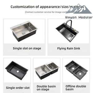 Wayon 304 Stainless Steel Hand Rubbed Water Basin for Kitchen Household Dishwashing <strong>Sink</strong> Built in Under <strong>Sink</strong> Basin - Product Image 5