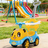Trottinette à quatre roues pour enfants avec poignée de poussée, garde-corps, pédale, trottinette à torsion pour les enfants de 1 à 3 ans avec lumières et musique