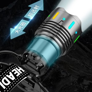 Lampe frontale avec affichage de puissance latéral, LED 5W rechargeable 2400mAh, pour le camping, la pêche, l'exploration, la lumière de travail - Product Image 2
