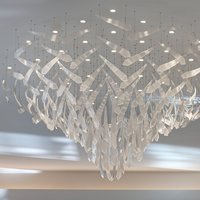 Fournisseur professionnel de luminaires suspendus LED modernes et luxueux pour hall d'hôtel, personnalisables, en verre et acier inoxydable